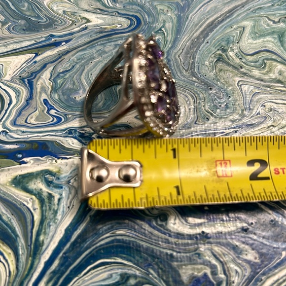 AMETHYST Dinner/Cocktail Rhinestones Large Ring size 9 - Picture 9 of 10